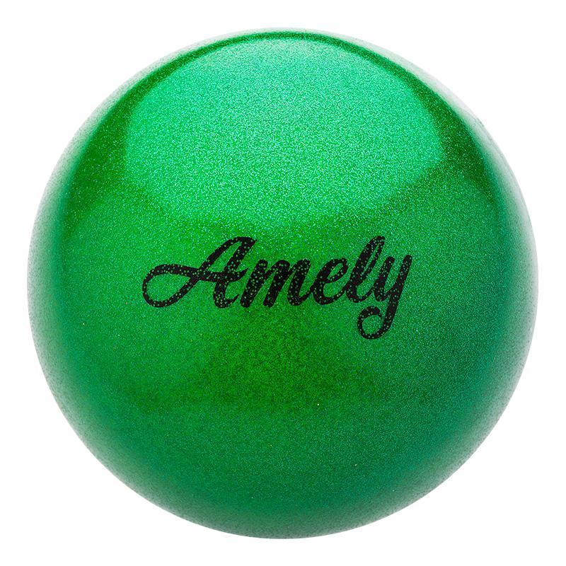 Мяч для художественной гимнастики Amely с насыщенными блестками зеленый