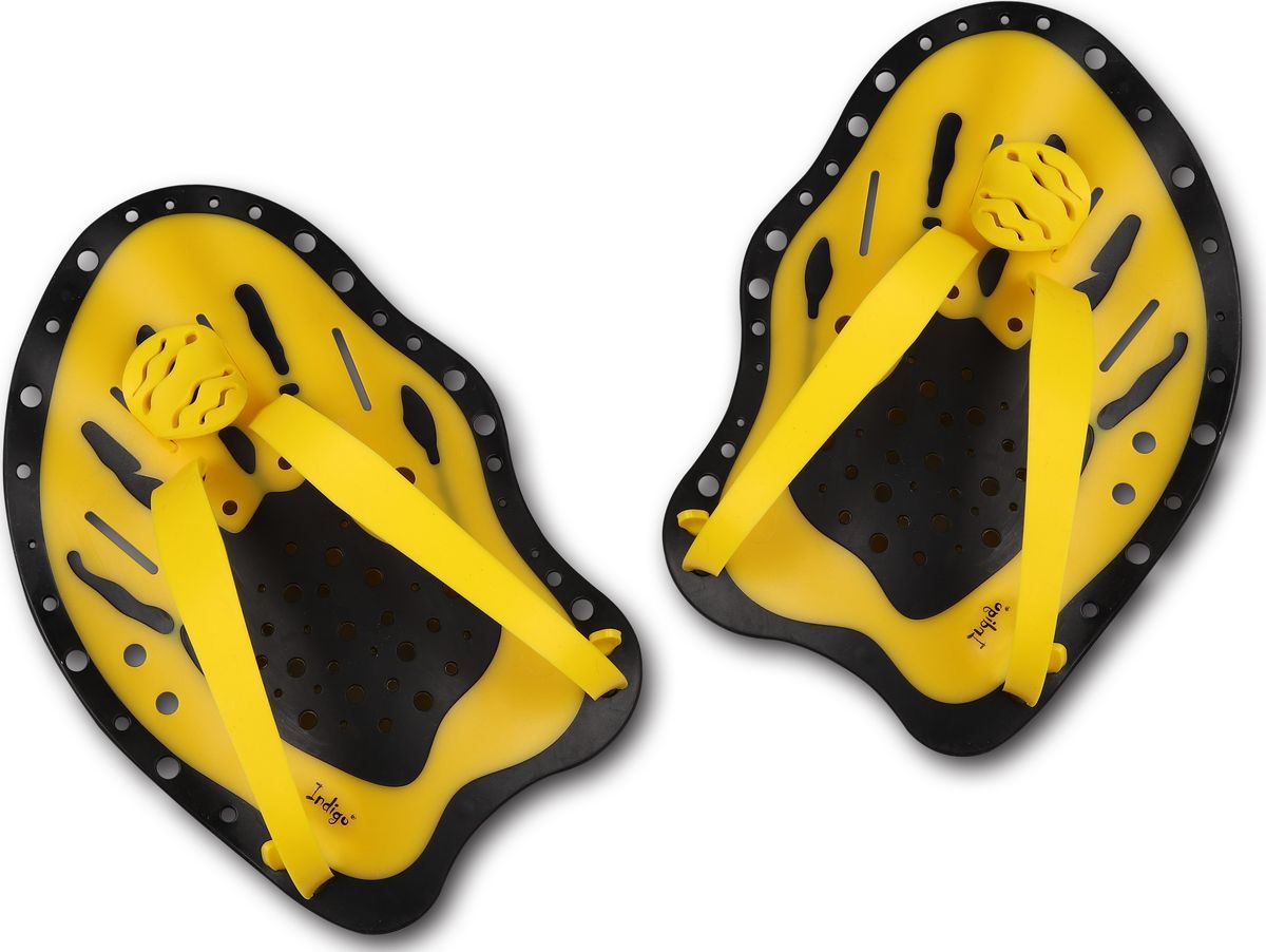 Лопатки для плавания INDIGO желто черные